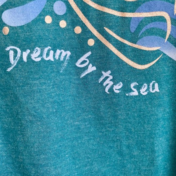 Sotting Mermaid-Neck Short Sleeve T-Shirt Turquoise Sz L #04… - Picture 7 of 9